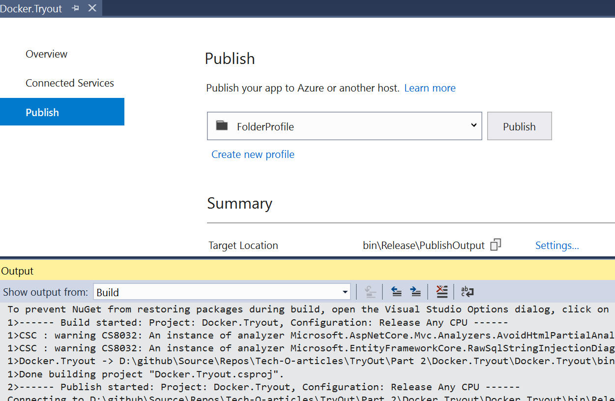 Publish in Visual Studio